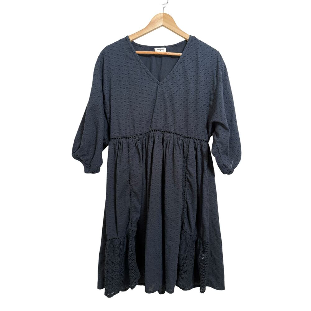 World Market Women's Black Embroidered Casual Mini Dress Bohemian Size S/M
